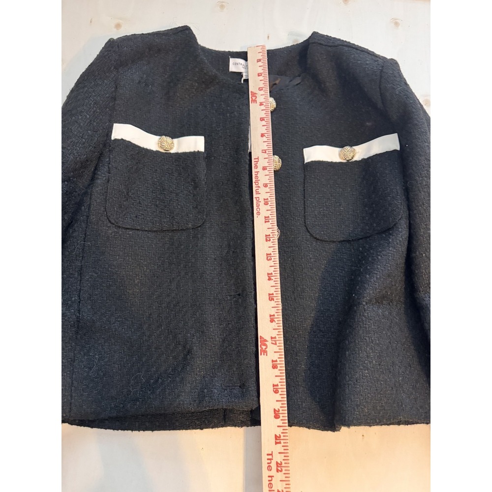 NWT Central Park West Coco Tweed Jacket L Black Cropped Gold Buttons Blazer $285 - Picture 8 of 9